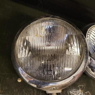 Lot 27: Vintage Chrome Plated Fog Lights Auto Accessory Hot Rod Truck