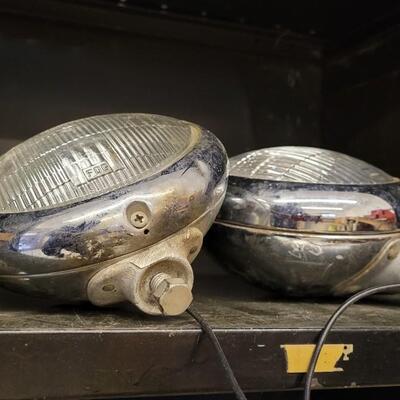 Lot 27: Vintage Chrome Plated Fog Lights Auto Accessory Hot Rod Truck