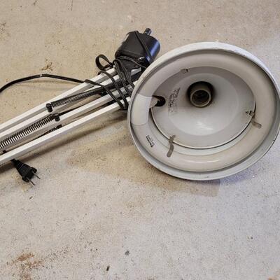 Lot 30: Vintage LEDU White Mid Century Modern Table Extendable Light w/ Bag of Mountimg Plates