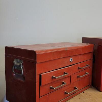 Lot 32: Vintage Red Multi Drawer Toolbox with Tools PERFECT STARTER KIT