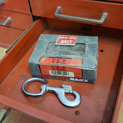 Lot 32: Vintage Red Multi Drawer Toolbox with Tools PERFECT STARTER KIT