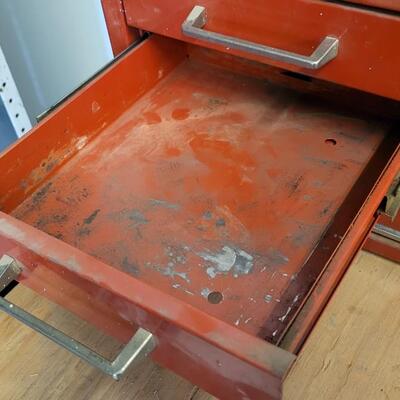 Lot 32: Vintage Red Multi Drawer Toolbox with Tools PERFECT STARTER KIT