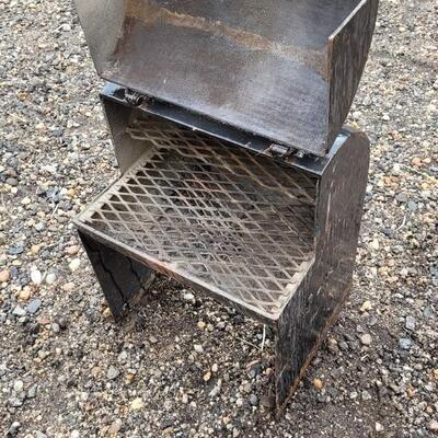 Lot 35: Vintage Farmhouse Handbuilt Welded Steel HEAVY Portable Mini Smoker Grille FOLK ART Signed