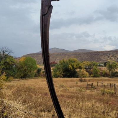 Lot 38: Vintage Farm and Garden Scythe Grim Reaper Halloween Accessory FARMHOUSE
