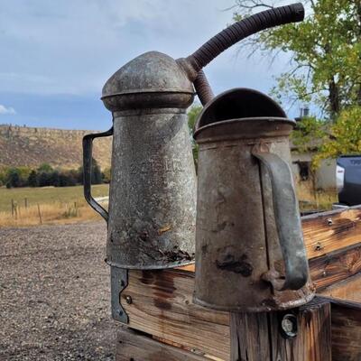 Lot 40: (2) Vintage Farmhouse Spout Cans