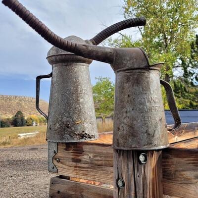 Lot 40: (2) Vintage Farmhouse Spout Cans