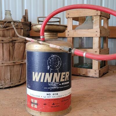 Lot 43: Vintage WINNER by HUDSON Farmhouse Home Deco Man Cave 2 Gallon Sprayer