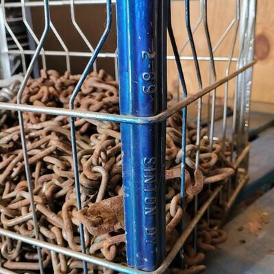 Lot 49: Vintage Metal Milk Delivery Crate w/ Assorted Chain Inside