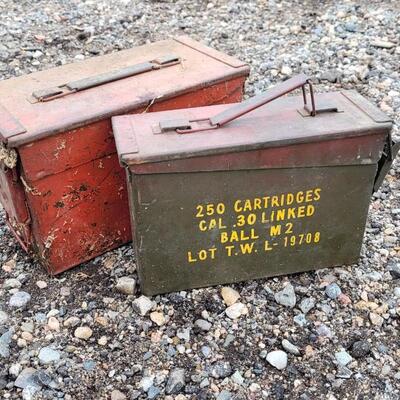 Lot 74: (2) Vintage Ammunition Waterproof Metal Boxes