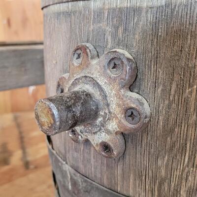 Lot 75: Antique Barrel Keg Butter Churn with Original Wood Stand & Handle (photo of Handle will be added)
