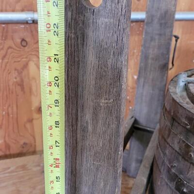 Lot 75: Antique Barrel Keg Butter Churn with Original Wood Stand & Handle (photo of Handle will be added)
