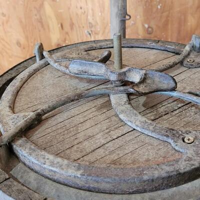 Lot 75: Antique Barrel Keg Butter Churn with Original Wood Stand & Handle (photo of Handle will be added)