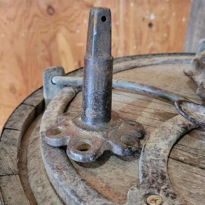 Lot 75: Antique Barrel Keg Butter Churn with Original Wood Stand & Handle (photo of Handle will be added)
