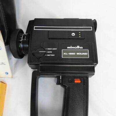 Minolta Vintage XL-660 Sound movie camera, partially tested,, microphone, film