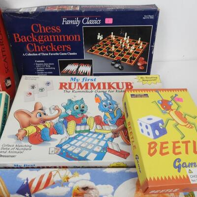 10+ Board Games: Scattergories, Chess/Checkers, Kid Rummikub