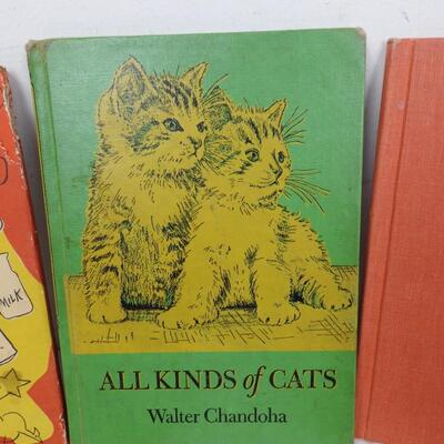 5 Vintage Children's Books, Curious George takes a Job, All Kinds of Cats
