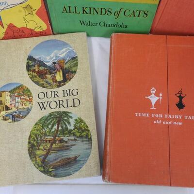 5 Vintage Children's Books, Curious George takes a Job, All Kinds of Cats