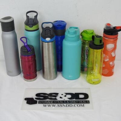 9 Water Bottles, Sim, Contigo, Built, Metal Water bottles, Teal Yello, Red