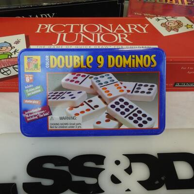 8 Games: Pictionary Juniors, Travel Scrabble, Dominoes, Book of Mormon Quest