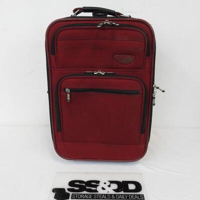 Dark Red Carry On Suitcase with Wheels & Telescoping Handle, by Skyway