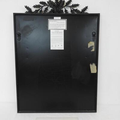 Black Magnetic Chalkboard in Green/Brown Metal Frame with Leaves & Acorn Design