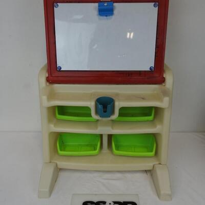 Step 2 Plastic Desk for Kids. Folds up for Dry Erase Board. 4 Green Storage Bins