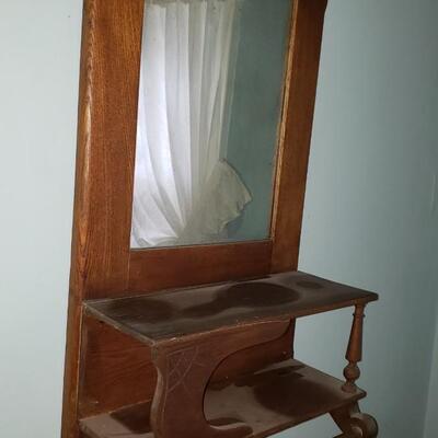 Antique mirror with shelf