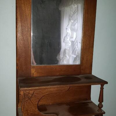 Antique mirror with shelf