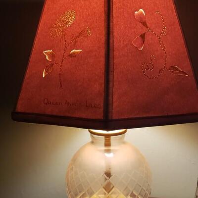 One Cut crystal lamp 15" high