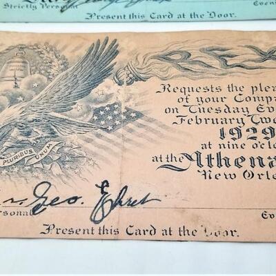 Lot #339  Pair of 1929 REX Mardi Gras Admit Cards