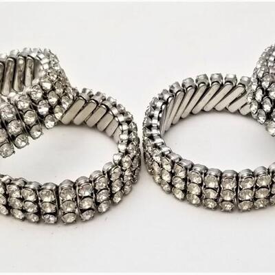 Lot #340   Four vintage Rhinestone Stretch bracelets - 1950's/60's.