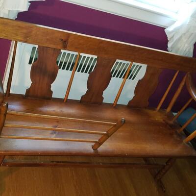 Antique Rocking bench with cradle for baby