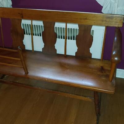 Antique Rocking bench with cradle for baby