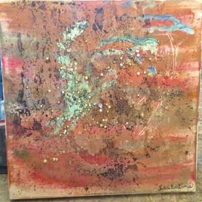 Luke Fontana painting signed on front and back, brilliant colors