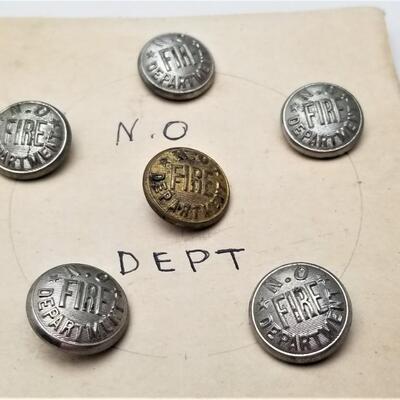 Lot #343  Lot of 6 Antique New Orleans Firemen Buttons on Card
