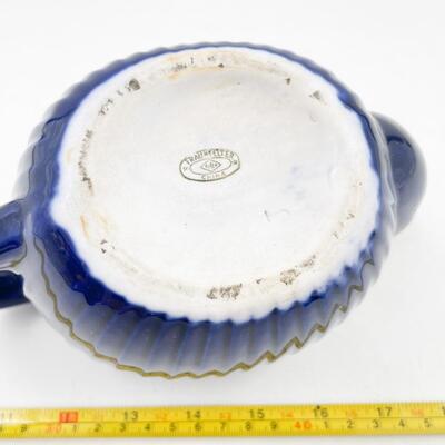 FRAUNFELTER CHINA COBALT BLUE RIBBED TEAPOT