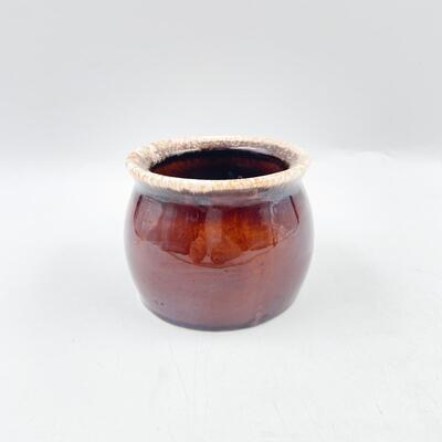 HULL POTTERY 3â€ BROWN DRIP POTTERY JAR