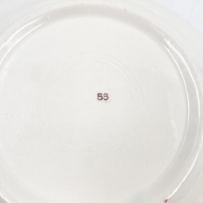 VINTAGE 10â€ RED/PINK BAND FLORAL BOWL