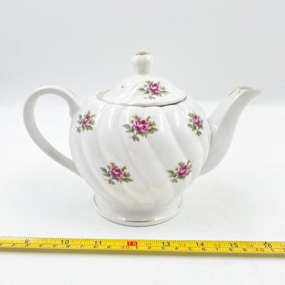 ENESCO PINK ROSE & GOLD CHINA TEAPOT