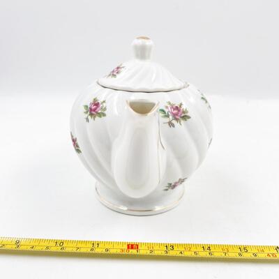 ENESCO PINK ROSE & GOLD CHINA TEAPOT