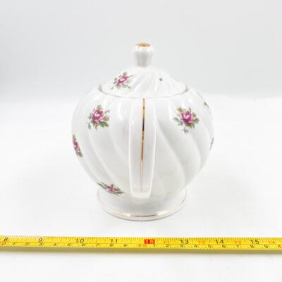 ENESCO PINK ROSE & GOLD CHINA TEAPOT