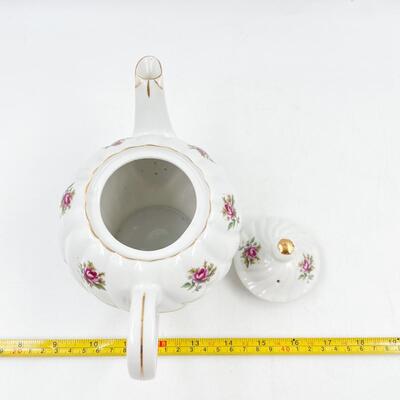 ENESCO PINK ROSE & GOLD CHINA TEAPOT