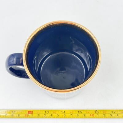 TOPEKA KS â€œCOLMERY Oâ€™NEIL MEDICAL CENTERâ€ TAMS POTTERY DARK BLUE & GOLD MUG