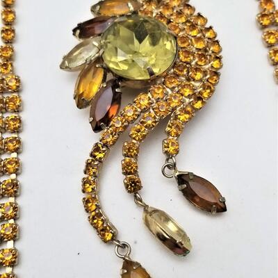 Lot #345  Vintage Rhinestone Necklace/Brooch Set - over the top!