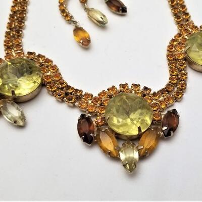 Lot #345  Vintage Rhinestone Necklace/Brooch Set - over the top!