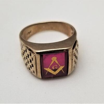 Lot #346  Vintage 10kt Gold Men's Masonic Ring
