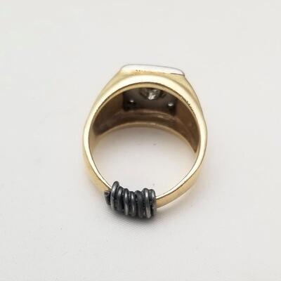 Lot #348  Vintage Men's 14kt Gold/Diamond Ring - Size 8