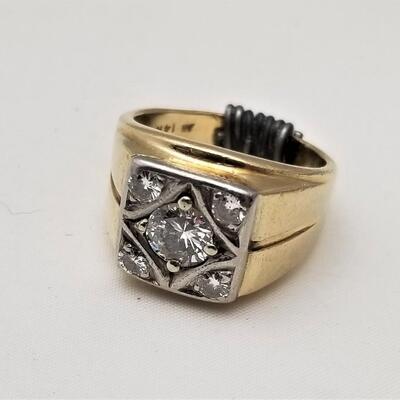Lot #348  Vintage Men's 14kt Gold/Diamond Ring - Size 8