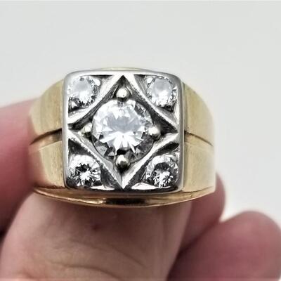 Lot #348  Vintage Men's 14kt Gold/Diamond Ring - Size 8