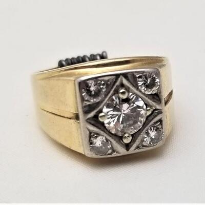 Lot #348  Vintage Men's 14kt Gold/Diamond Ring - Size 8